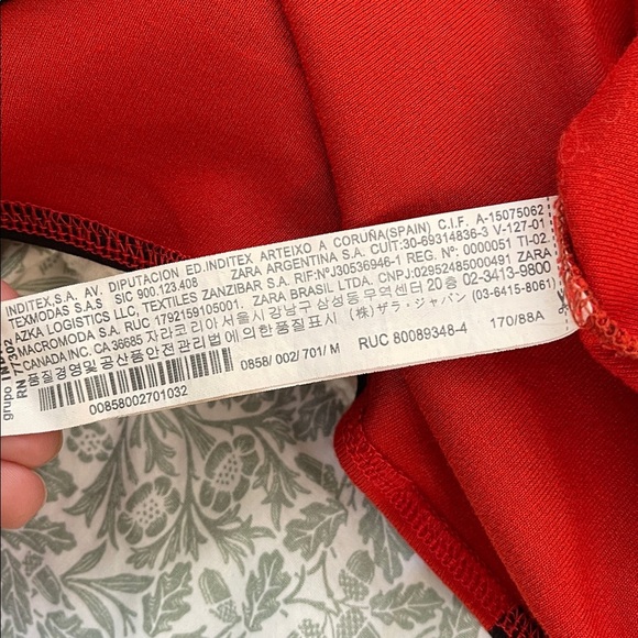 Zara Collection Woman Red Polka Dot Midi Dress V-Neck Bow Tie Long Sleeve M - Picture 9 of 9